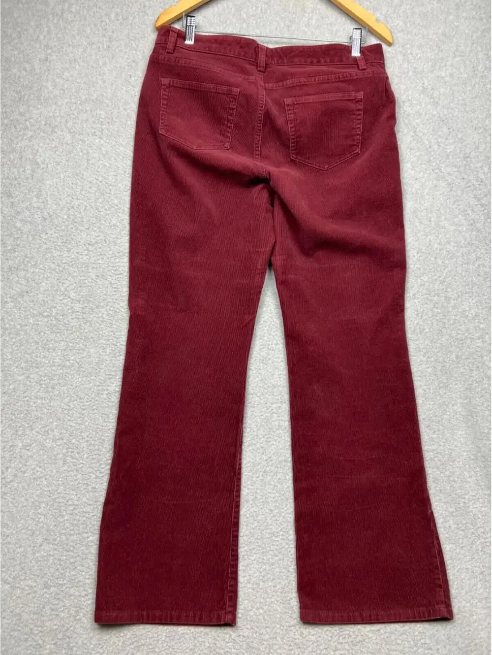 Lands End Modern Fit Womens 12 Corduroy Pants Straight Leg Burgundy Casual